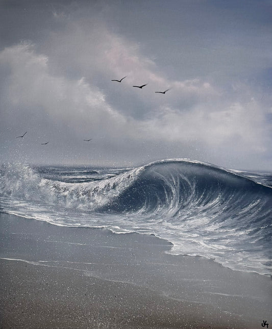 Painting #2436 - 20x24" Canvas - Crashing Wave Seascape painted 5-14-26