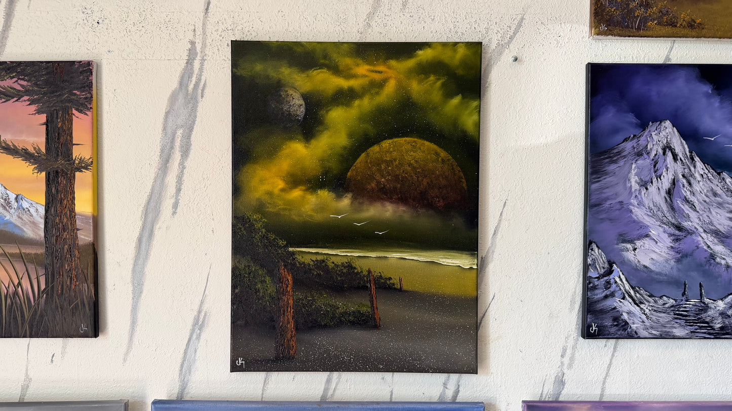 Painting #2487 - 18x24" Canvas - Galactic Seascape painted 6-14-26