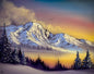 Painting #2543 - 22x28" Pro Series Canvas - Sunset Mountain Landscape painted 8-7-26