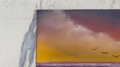 Painting #2475 - 16x20" Canvas - Sunset Seascape painted 6-3-26