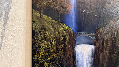 Painting #2320 - 16x20" Canvas - Multnomah Falls Waterfall painted 3-6-26
