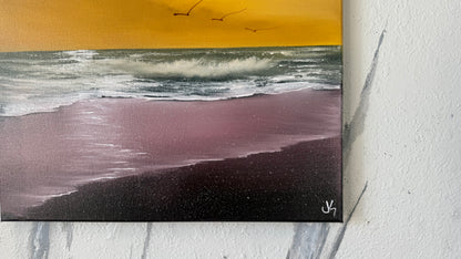 Painting #2183 - 16x20" Canvas - Sunset Seascape painted 12-12-25