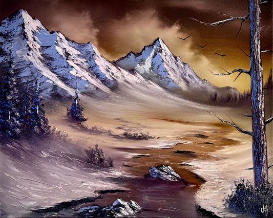 Painting #2259 - 16x20" Canvas - Mountain Landscape painted 1-28-26