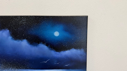 Painting #2540 - 16x20" Canvas -  Lunar Abyss - Night Seascape painted 8-5-26