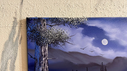 Painting #2229 - 16x20" Canvas - Night Farm Landscape painted 1-9-26