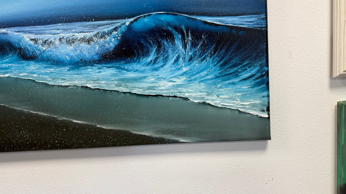 Painting #2612 - 22x28" Canvas - Dramatic Night Seascape painted 9-20-26