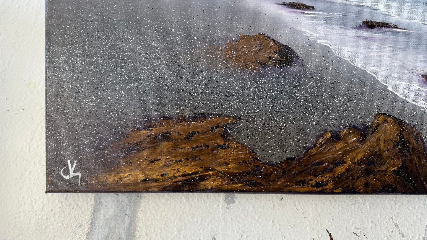 Painting #2070 - 16x20" Canvas - Heceta Beach Seascape painted 9-22-25