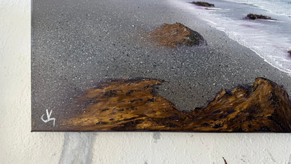 Painting #2070 - 16x20" Canvas - Heceta Beach Seascape painted 9-22-25