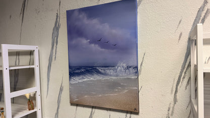 Painting #2169 - 18x24" Canvas - Crashing Wave Seascape painted 12-4-25