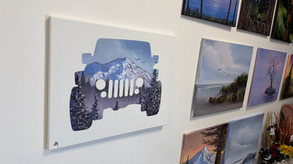 Painting #2544 - 16x20" Canvas - Jeep - Sunset Mountain Landscape painted 8-8-26