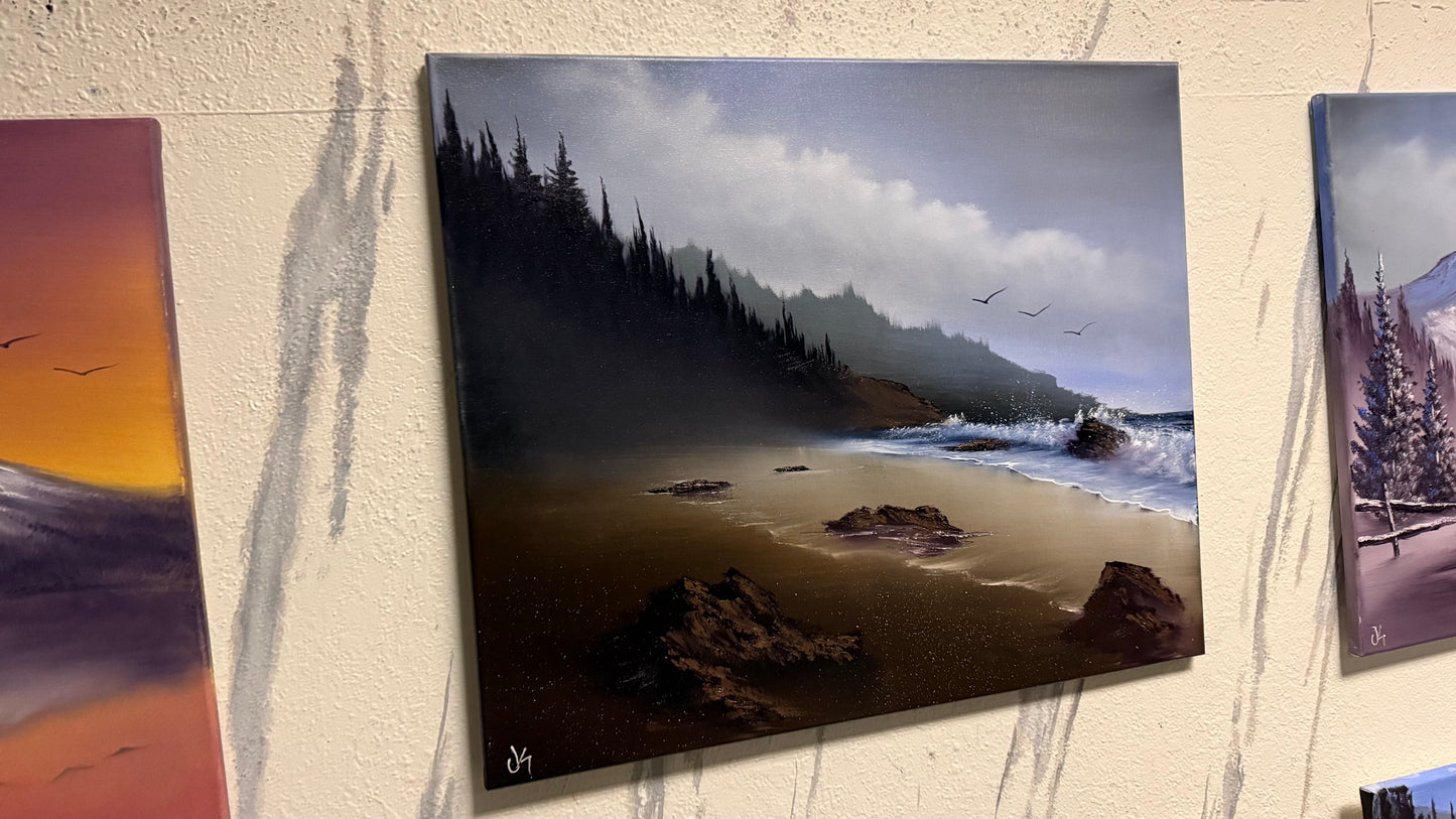 Painting #2213 - 20x24" Canvas - Oregon Seascape painted 1-1-26