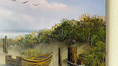 Painting #2428 - 16x20" Canvas - Row Boat Seascape painted 5-5-26