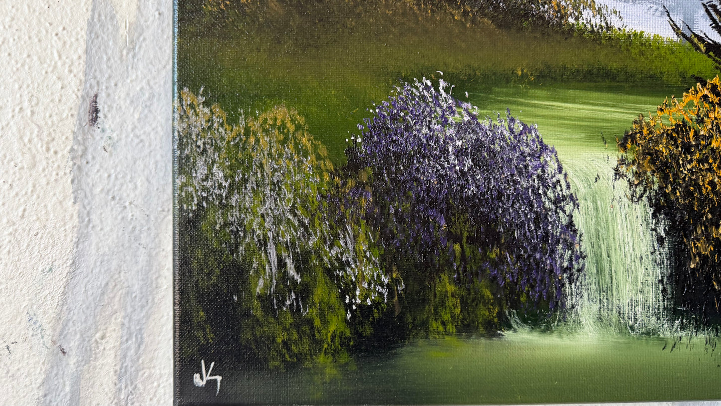 Painting #2491 - 16x20" Canvas - Forest Waterfall painted 6-21-26