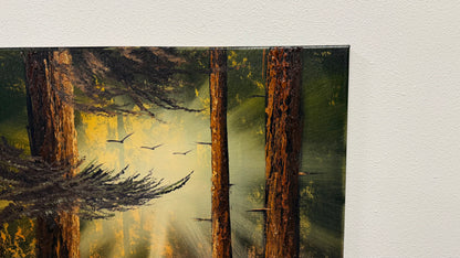 Painting #2521 - 20x24" Canvas - Sunset Forest Landscape painted 7-20-26