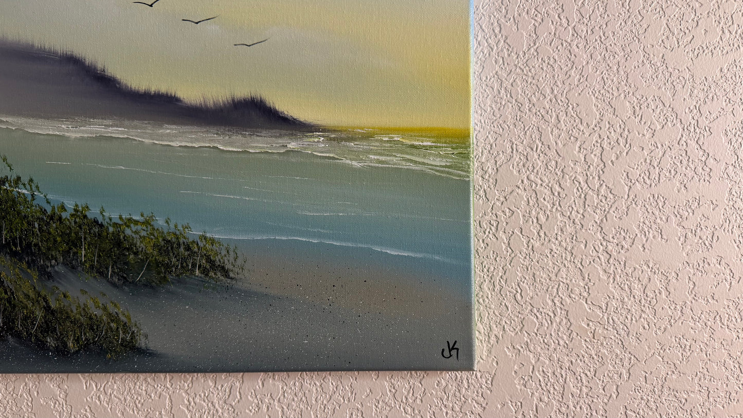 Painting #2515 - 16x20" Canvas - Sunset Seascape painted 7-13-26