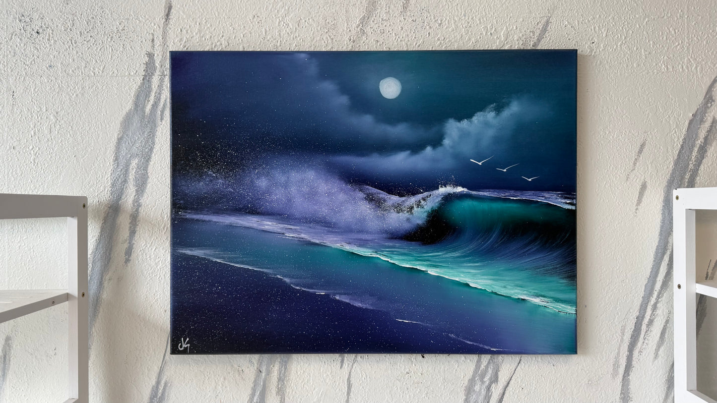 Painting #2119 - 18x24" Canvas - Crashing Wave Seascape painted 10-25-25