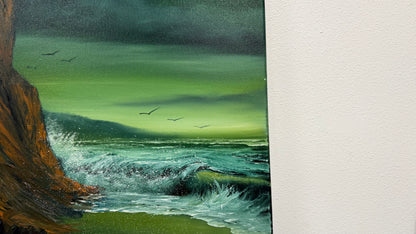 Painting #2633 - 18x24" Canvas - Sunset Seascape painted 10-2-26
