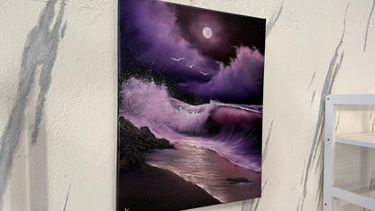 Painting #2154 - 16x20" Canvas - Purple Pinky Seascape painted 11-20-25