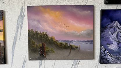 Painting #2440 - 20x24" Framed Canvas - East Coast Sunset Seascape painted 5-16-26