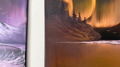 Painting #2379 - Golden Coast Northern Lights Seascape painted 4-7-26