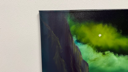 Painting #2569 - 22x28" Canvas - Night Seascape painted on 8-27-26