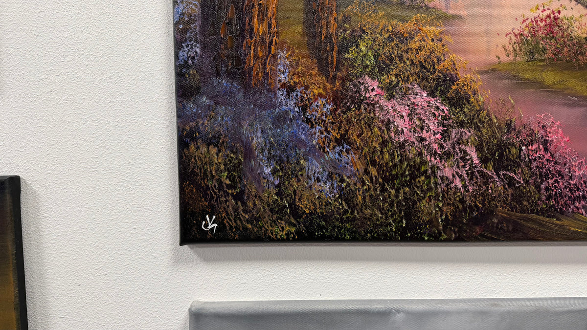 Painting #2654 - 22x28" Canvas - Sunset Forest Landscape painted 10-18-26