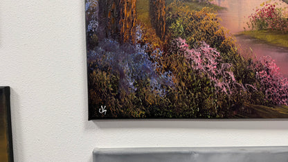 Painting #2654 - 22x28" Canvas - Sunset Forest Landscape painted 10-18-26