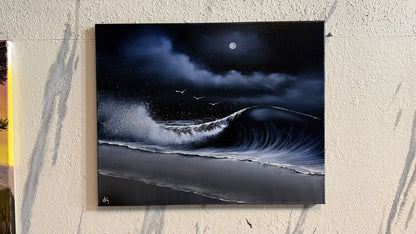 Painting #2384 - 16x20" Canvas - Crahsing wave Seascape painted 4-12-26