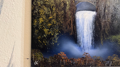 Painting #2320 - 16x20" Canvas - Multnomah Falls Waterfall painted 3-6-26