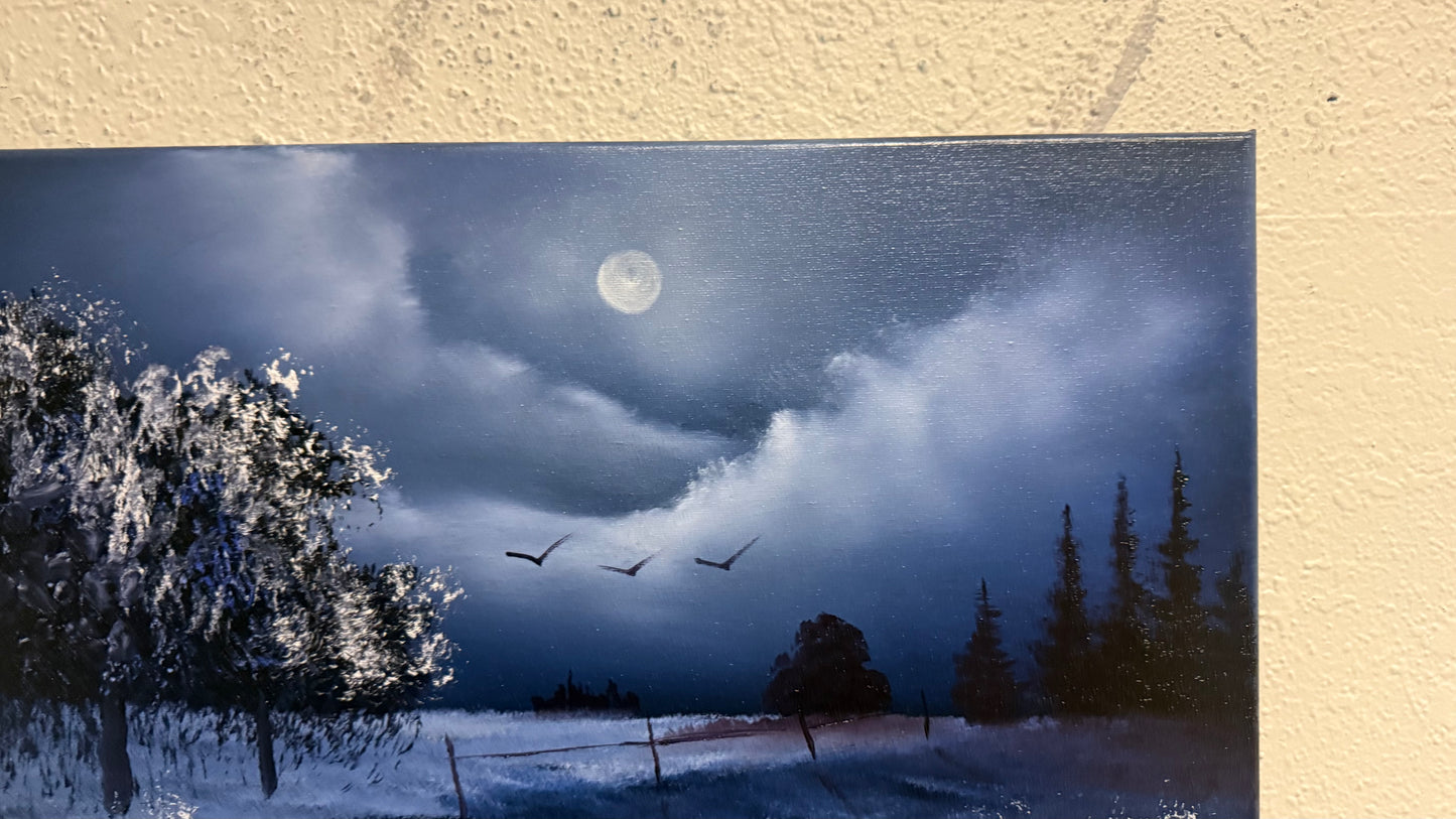 Painting #2103 - 16x20" Canvas - Winter Farm Landscape painted 10-14-25