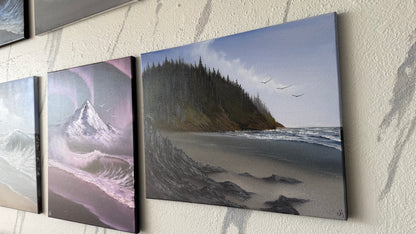 Painting #2401 - 16x20" Canvas - Pacific Northwest Seascape painted 4-20-26