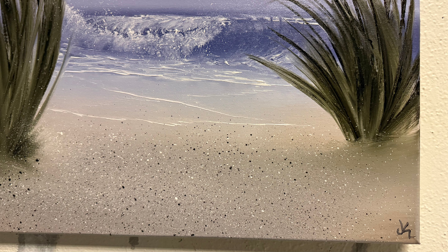 Painting #2156 - 16x20" Canvas - Cattails Seascape painted 11-21-25