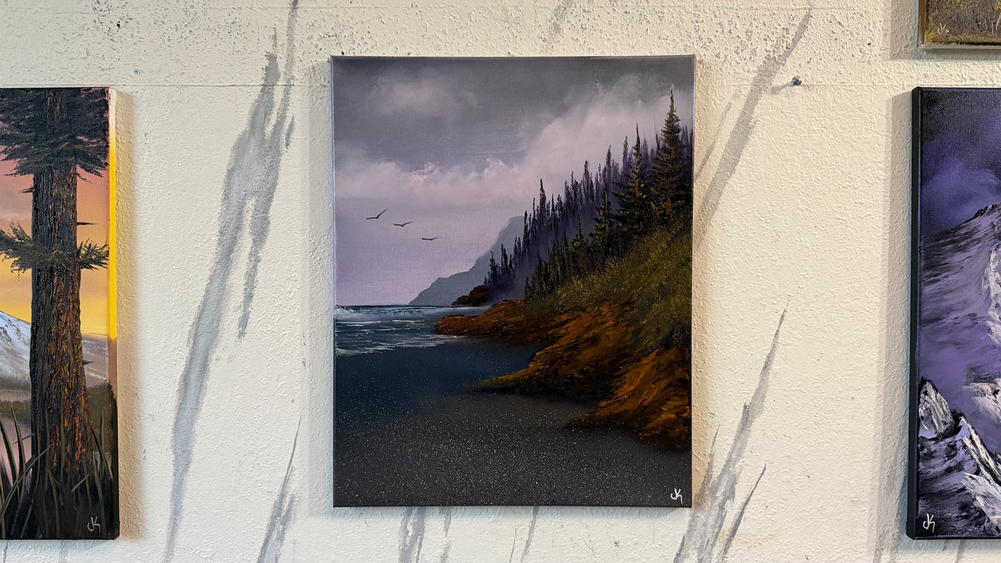 Painting #2484- 16x20" Canvas - Pacific Northwest Seascape painted 6-12-26