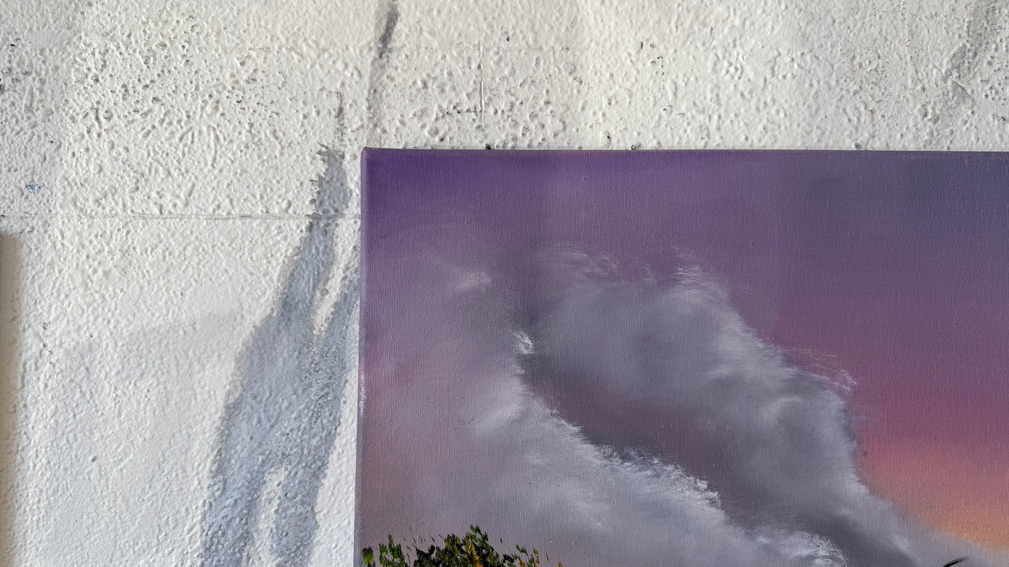 Painting #2480 - 16x20" Canvas - East Coast Sunset Seascape painted 6-6-26