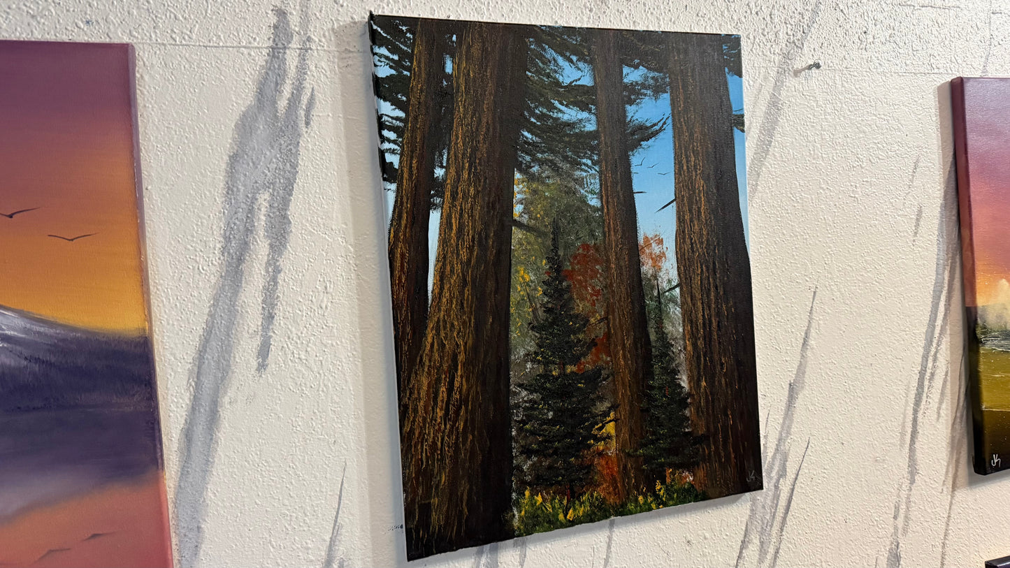 Painting #2304 - 16x20" Canvas - Acrylic Forest painted 2-24-26