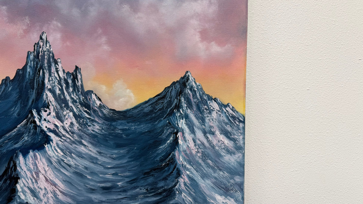Painting # by Dani from Happily Painted - 16x20" Canvas - Sunset Mountain Landscape
