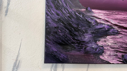 Painting #2180 - 16x20" Canvas - Full Moon Seascape painted 12-11-25