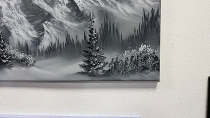 Painting #2638 - 20x24" Canvas - Black and White Landscape painted 10-4-26