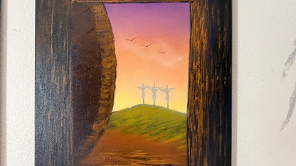 Painting #2367 - 16x20" Canvas - Easter Tomb painted 4-2-26