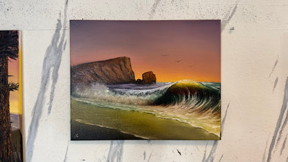 Painting #2385 - 16x20" Canvas - Aphrodite's Rock Seascape painted 4-13-26