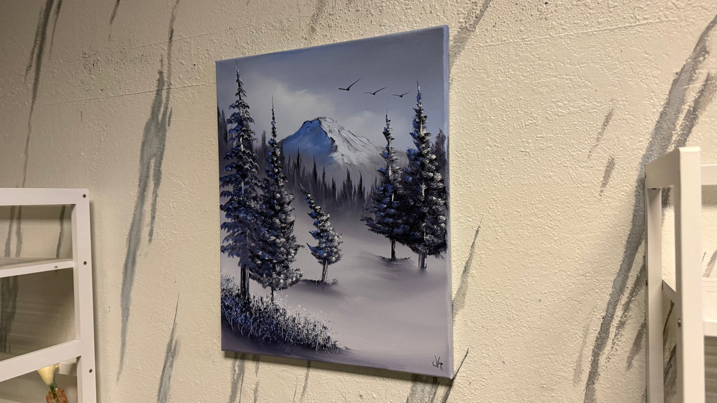 Painting #2140 - 16x20" Canvas - Mt Hood Snow Park Landscape painted 11-9-25