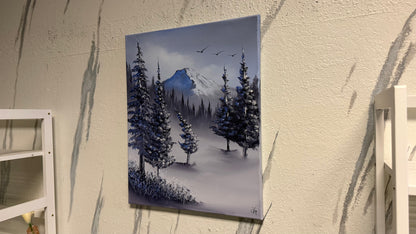 Painting #2140 - 16x20" Canvas - Mt Hood Snow Park Landscape painted 11-9-25