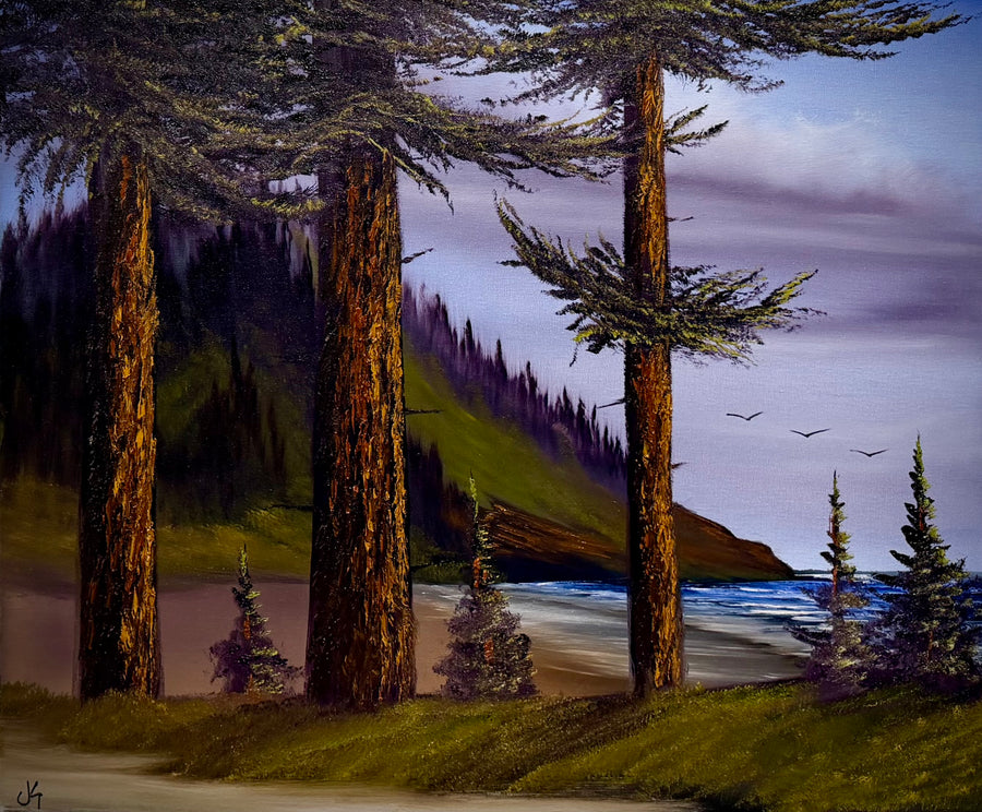Painting #2646 - 20x24" Canvas - Pacific Northwest Seascape painted 10-12-26
