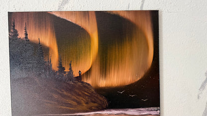 Painting #2379 - Golden Coast Northern Lights Seascape painted 4-7-26