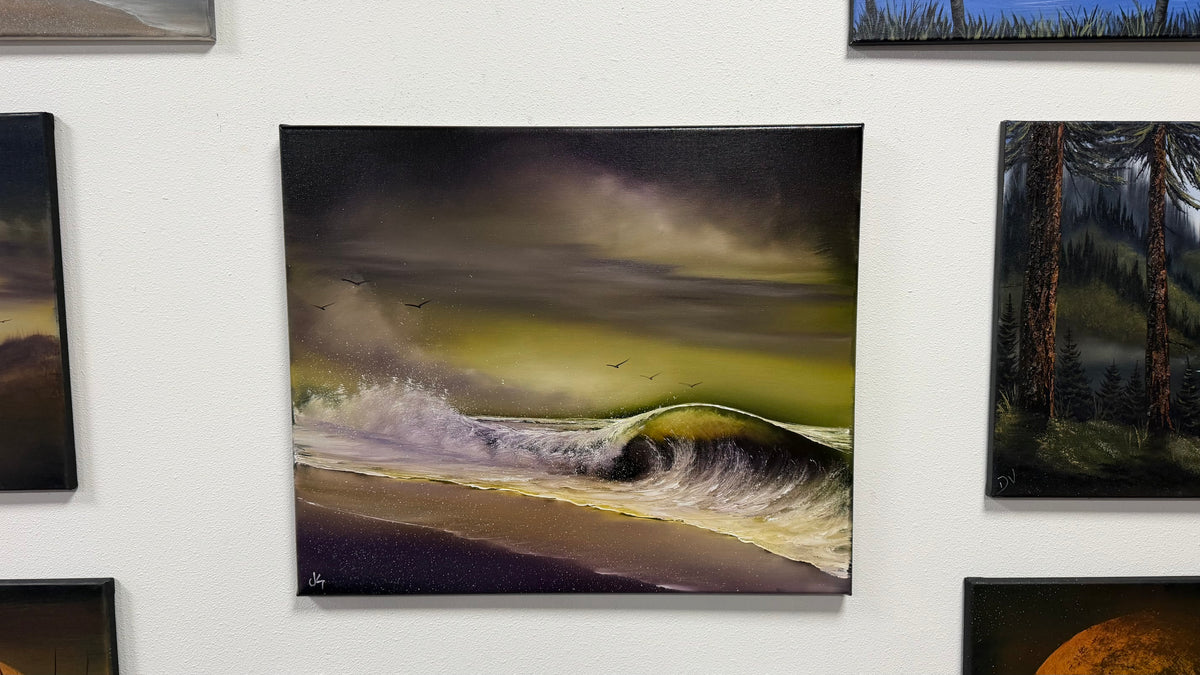 Painting #2655 - 20x24" Canvas - Crashing Wave Seascape painted 10-18-26