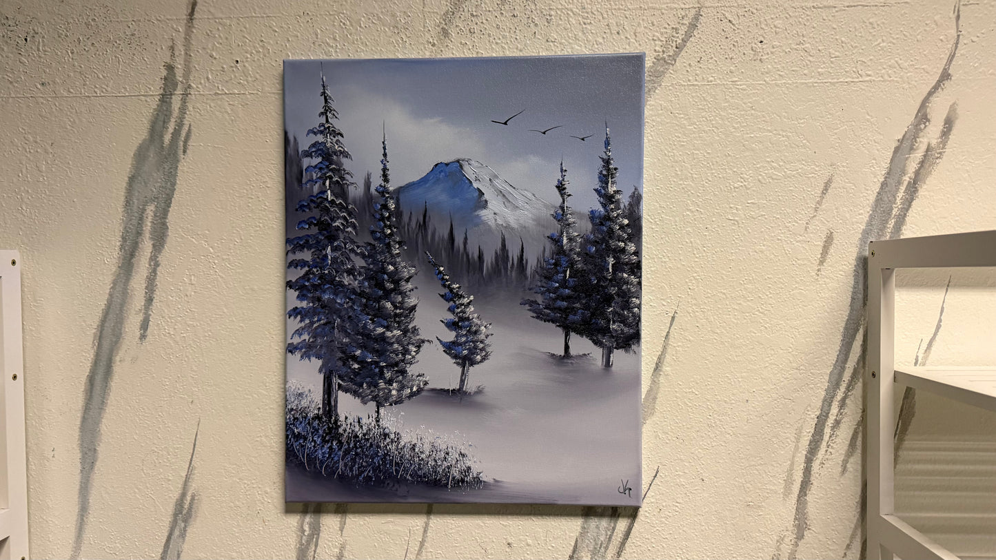 Painting #2140 - 16x20" Canvas - Mt Hood Snow Park Landscape painted 11-9-25