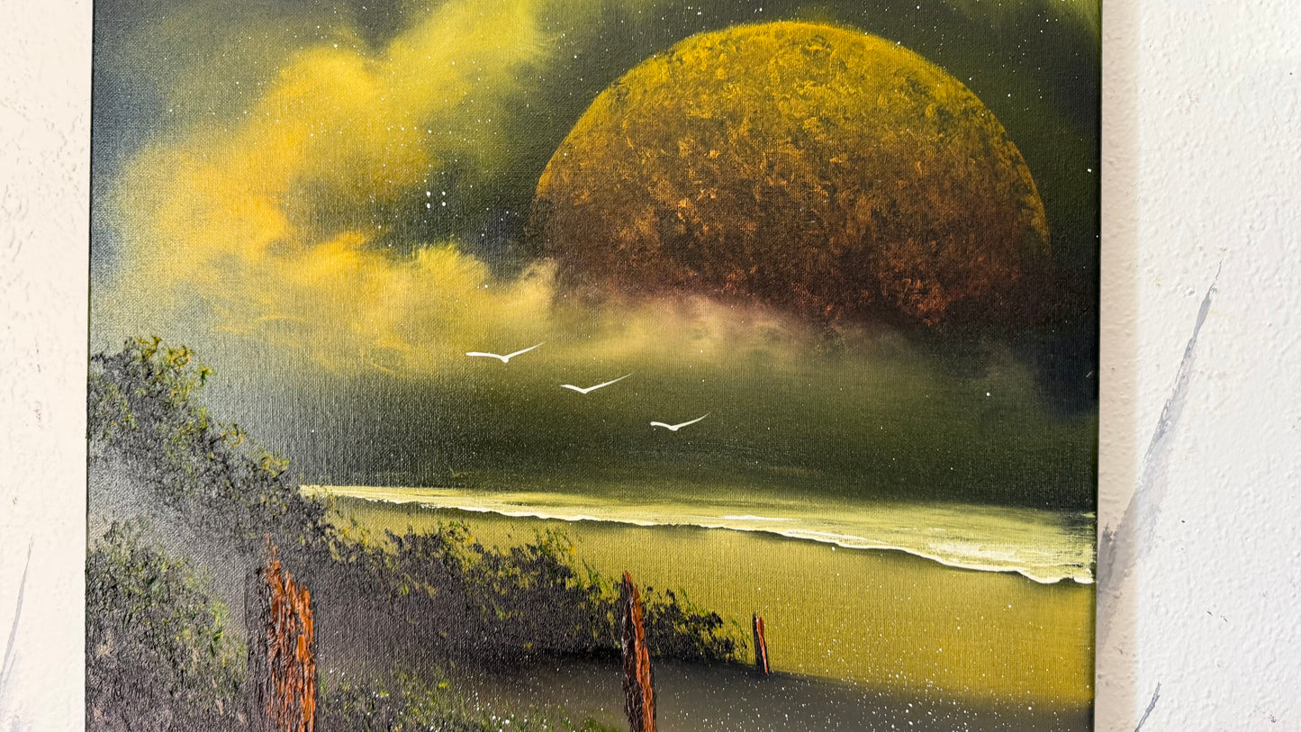 Painting #2487 - 18x24" Canvas - Galactic Seascape painted 6-14-26