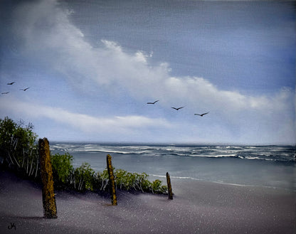 Painting #2611 - 16x20" Canvas - East Coast Seascape painted 9-20-26