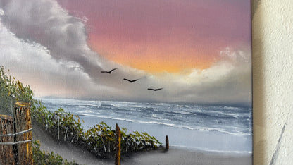 Painting #2480 - 16x20" Canvas - East Coast Sunset Seascape painted 6-6-26