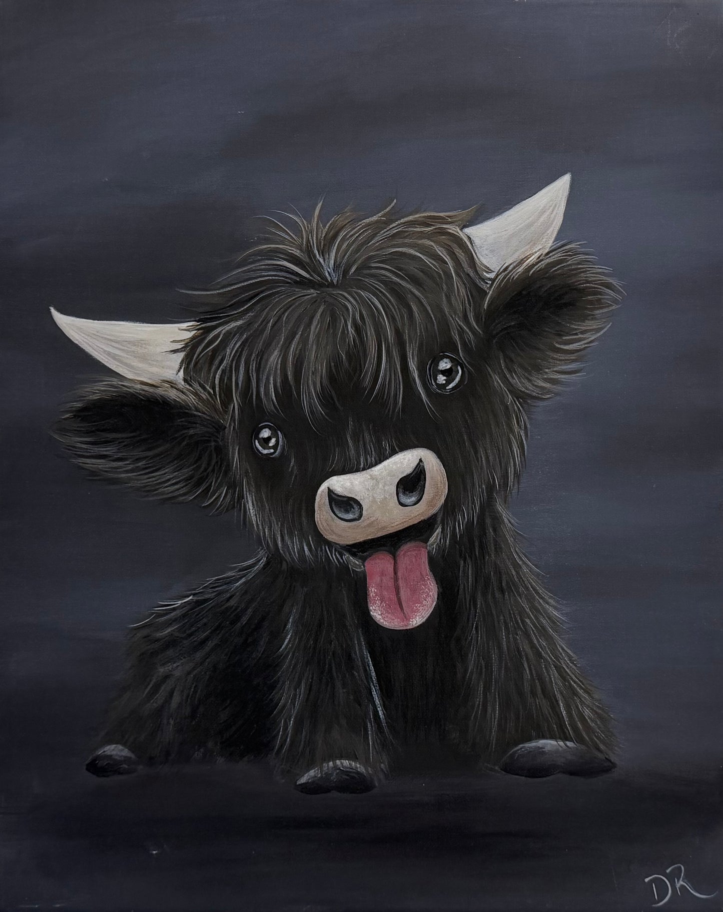 Painting # by Dani from Happily Painted - 16x20" Canvas - Baby Highland Cow